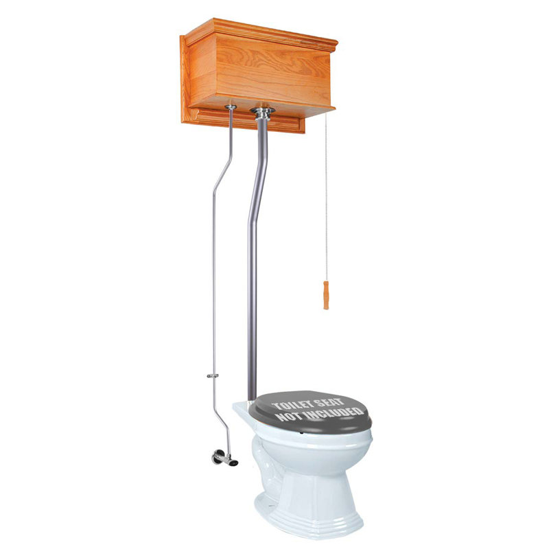 The Renovators Supply Inc. 2 Gallons GPF Chair Height Floor Mounted Two-Piece Toilet (Seat Not Included), Light Oak