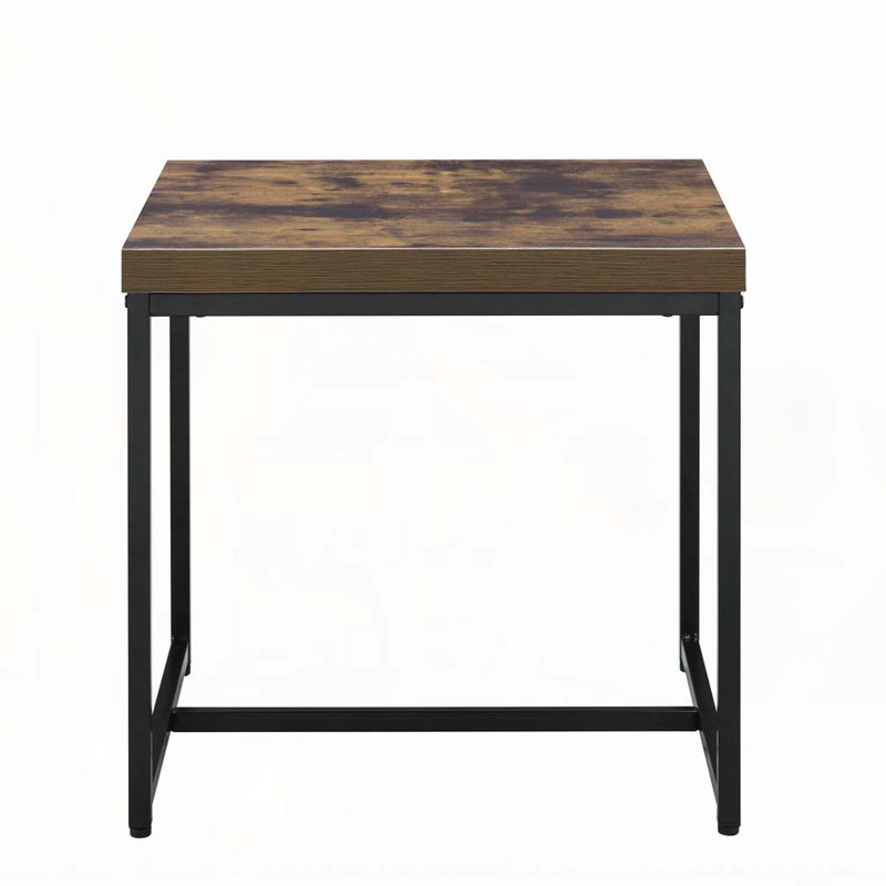 Weathered Oak and Black Rectangular End Table