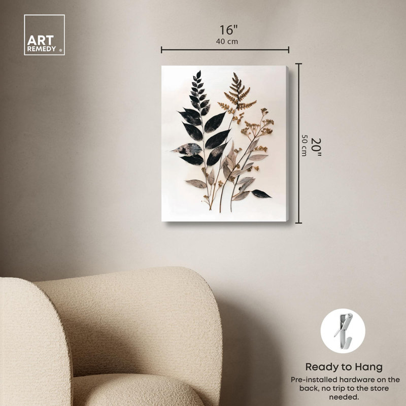 Reproduction d'art sur toile, "Fossilised Flora II" par Art Remedy, H 20 po x l 16 po, Toile tendue avec châssis