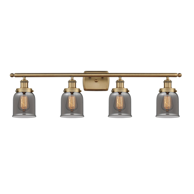 Ballston Urban Bell - 4 Light 36" Bath Vanity Light, Plated Smoke, Brushed Brass, Incandescent