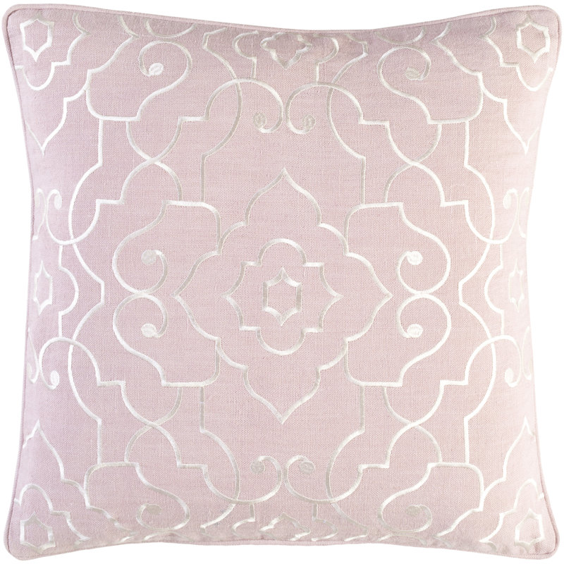 Adagio Floral Throw Pillow, 18" H x 18" W x 4" D, Pale Blue/Cream, Down