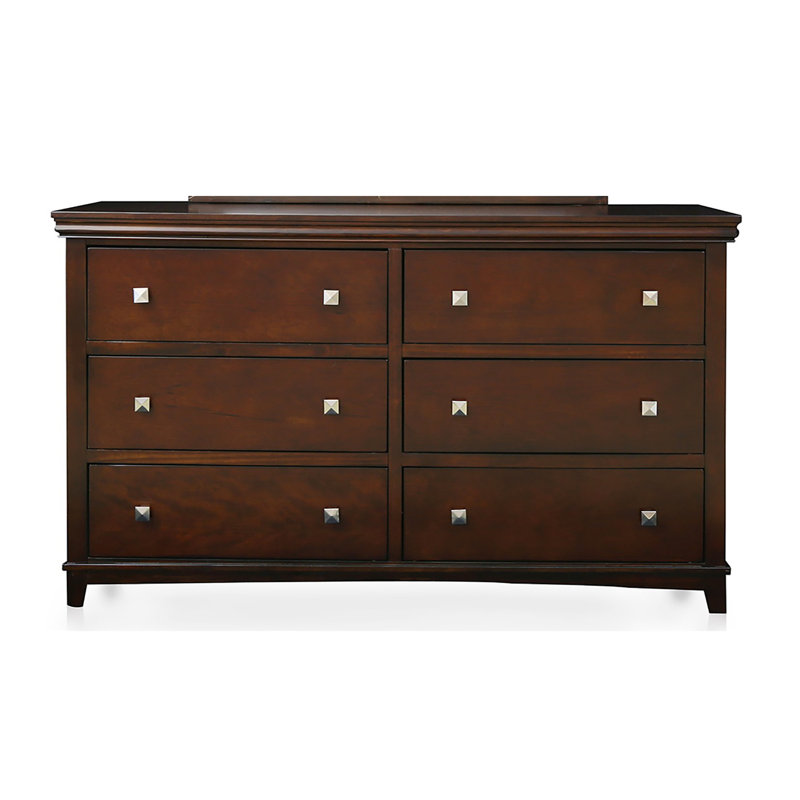 Commode double 6 tiroirs Tussey, Cerisier brun