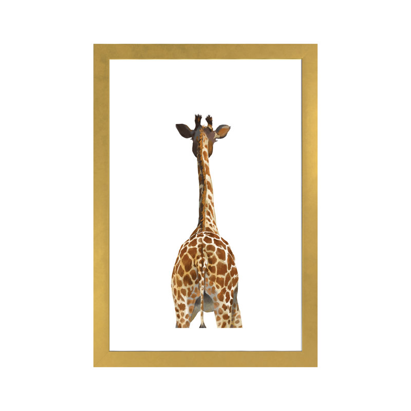 Art girafe bout à bout, Papier encadré doré, H 24 po x l 16 po x P 1 po
