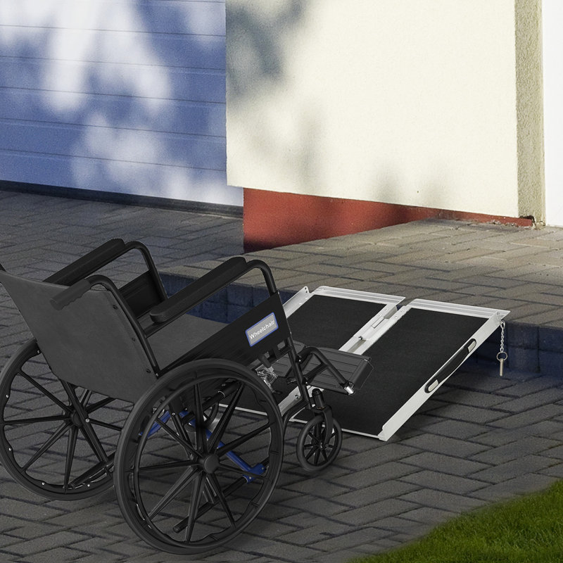 HomCom Metal Foldable 48'' L Threshold Ramp, 1.5" H x 28.25" W x 24" L