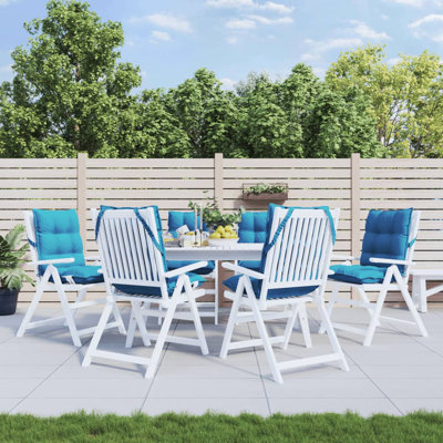 Ensemble de 6 coussins de chaise d'extérieur à dossier bas bleu clair