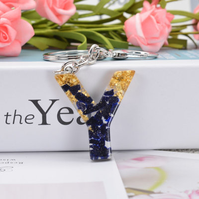 Sparkling Key Chain 26 English Crystal Glue Accessories Fashionable Bag Car Pendant