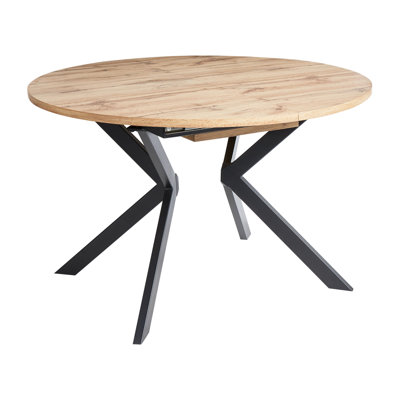 CARLEA Extendable Round Metal Base Dining Table