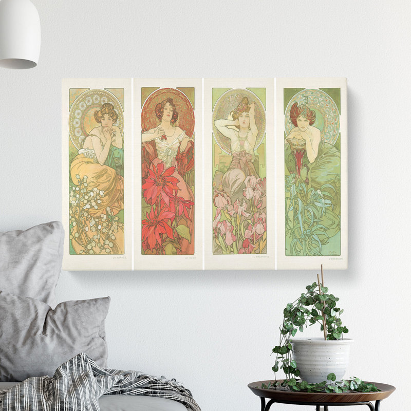 Precious Stones by Alphonse Mucha - Wrapped Canvas Painting, 40cm H x 60cm W x 3cm D