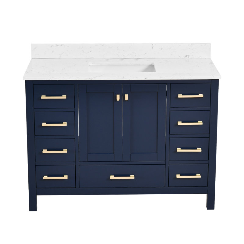 Linton 48" Single Bathroom Vanity Set, Blue, Gold