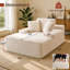 Méridienne 67 po avec accoudoirs et coussins décoratifs en fausse fourrure, canapé-lit sans assemblage pour salon ou appartement, blanc-1246904525
