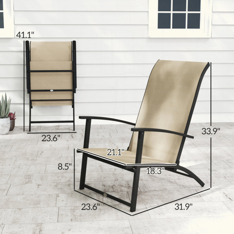 Chaises pliantes à dossier haut, ensemble de 2 chaises d'extérieur