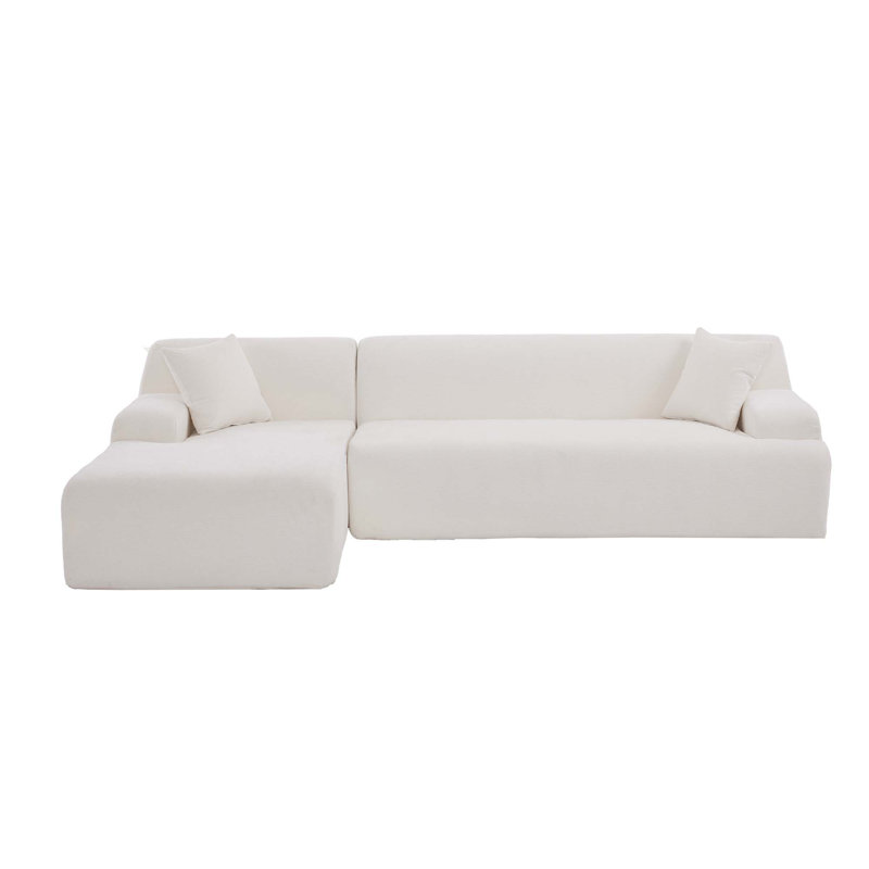 Boneless Modern Large L-Shape Modular Sectional Sofa 2 Piece Free Combination, Beige Polyester