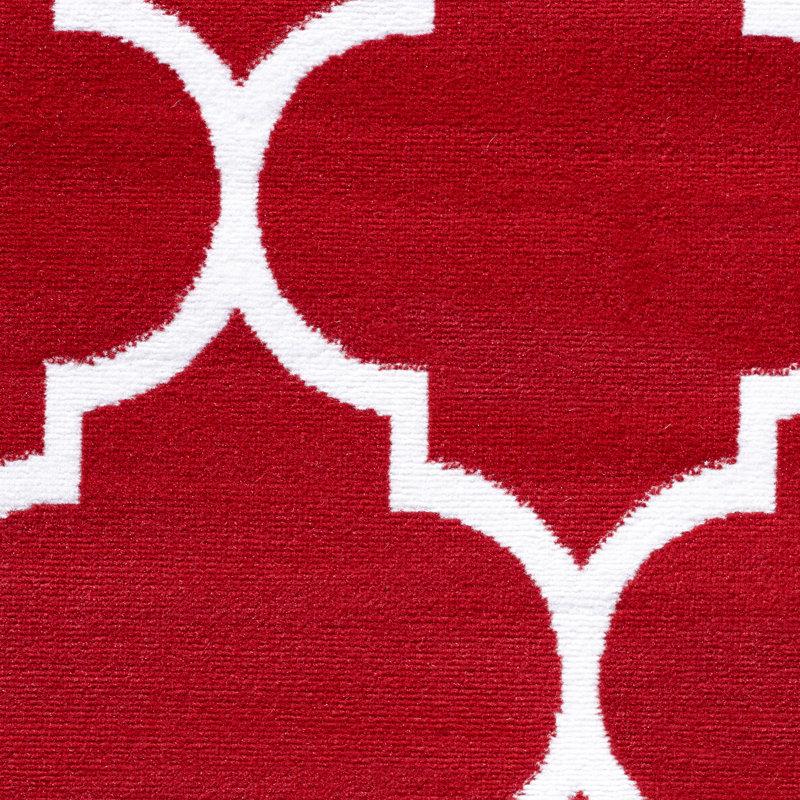 Tapis rouge tissé à la machine Trendy, Rectangle 6 pi 6 po x 9 pi 5 po