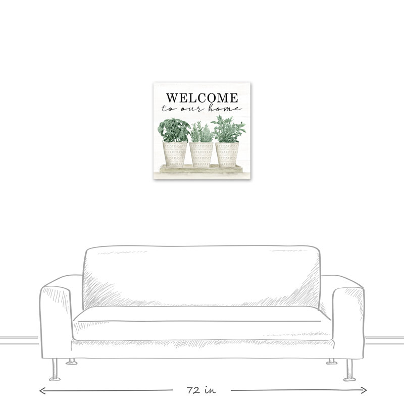 Welcome To Our Home Greenery Canvas Wall Art