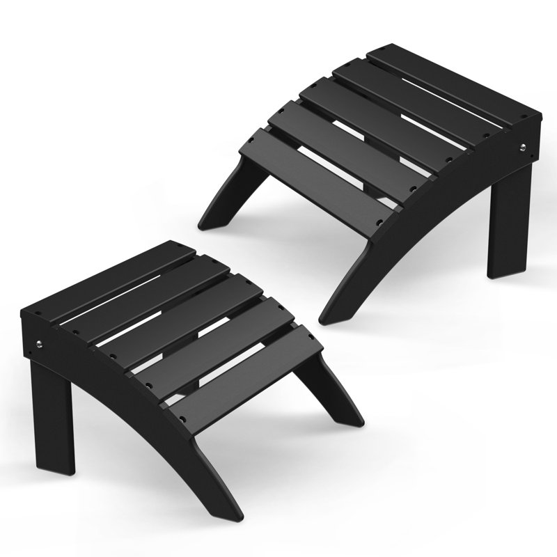Adirondack Ottoman, HDPE Weather Resistant Adirondack Chair Footrest, Noir