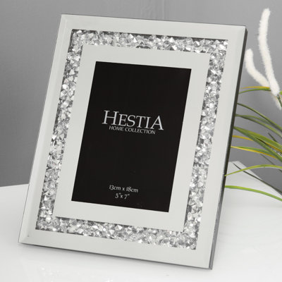 White and Silver Glass Single Picture Frame