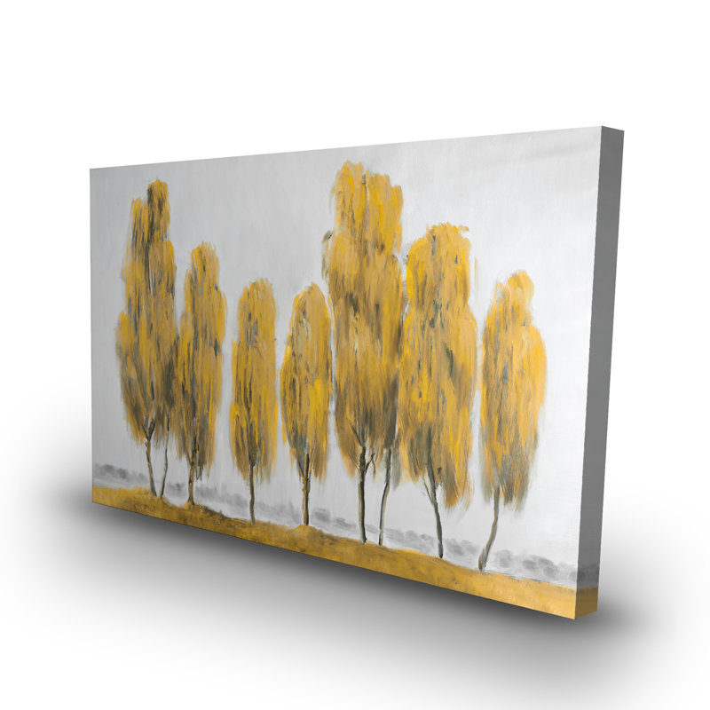 Sept arbres jaunes abstraits - art contemporain sur toile pour la maison