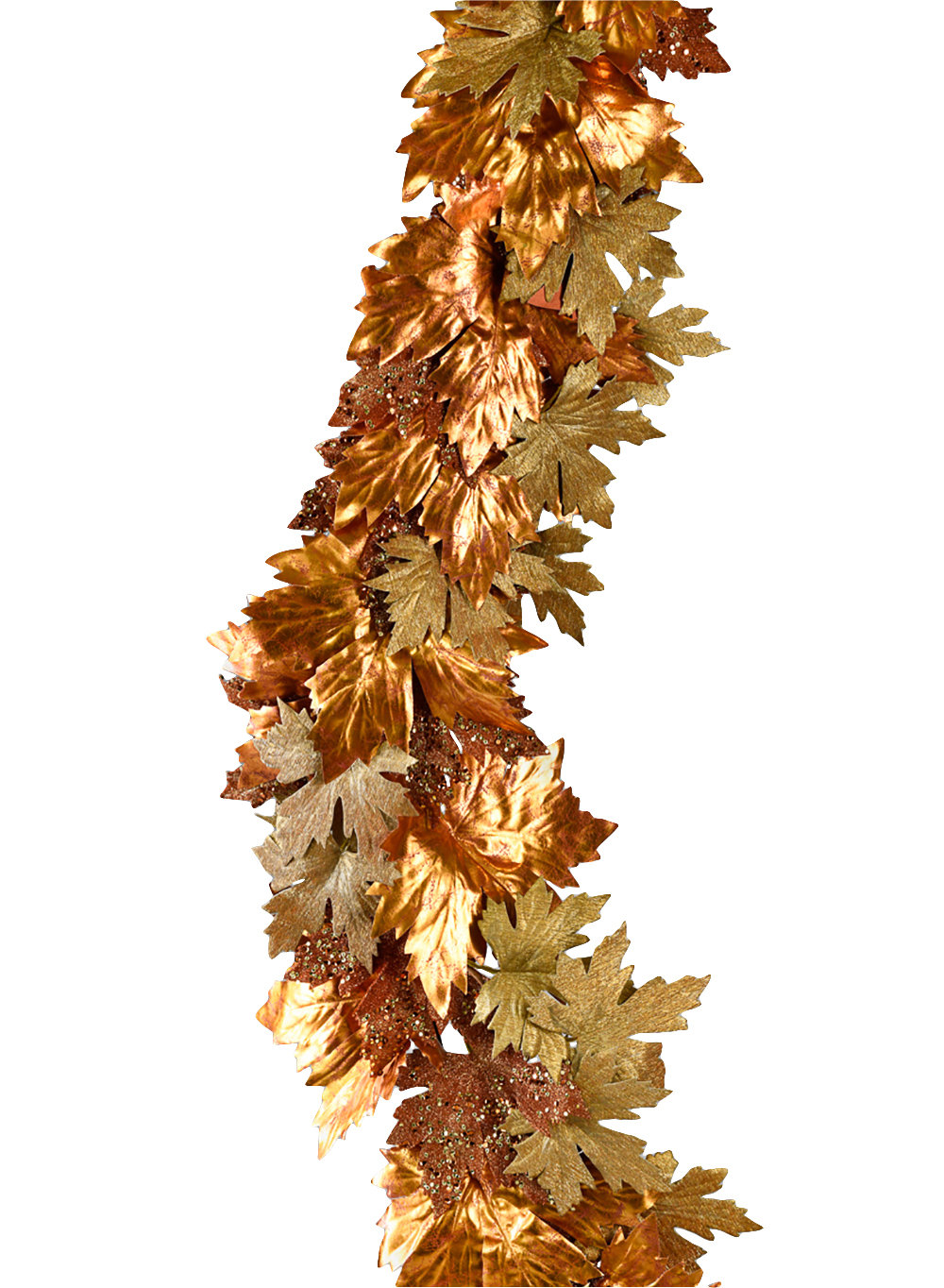 The Holiday Aisle® Glitter Gold & Copper Maple Leaf Garland, Faux Fall Garland For Thanksgiving Tablescape, Christmas Fireplace Decor, Fall Garland For Front Door, Stairs, Porch, Measures 72&quot...
