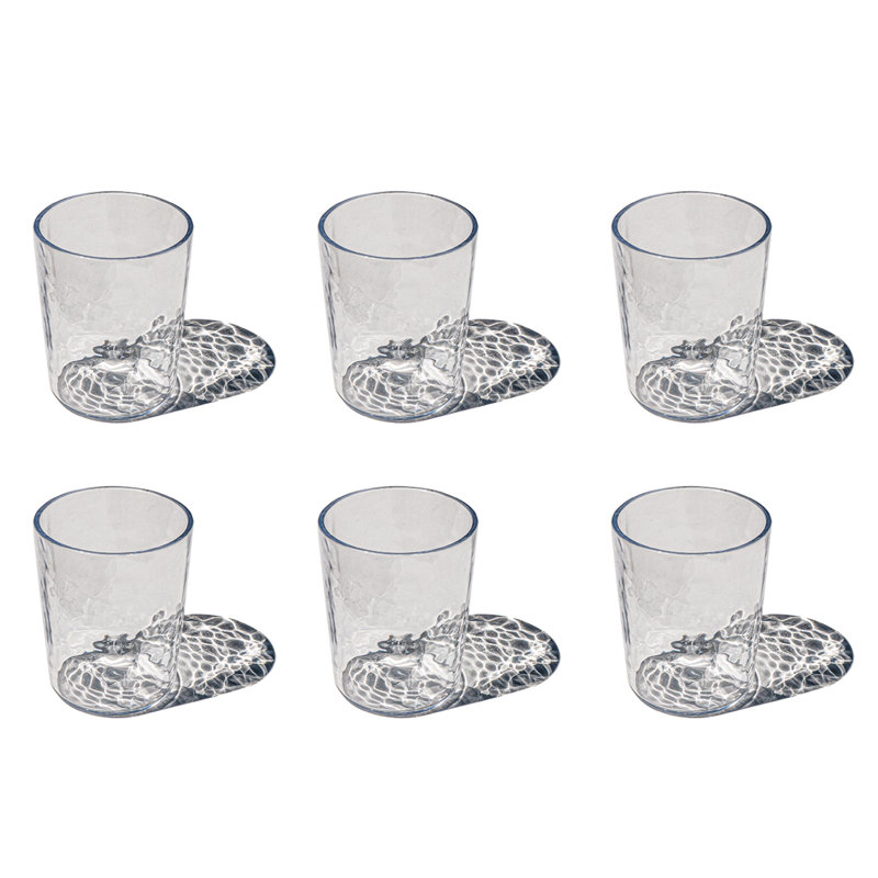 Verre à boire en acrylique martelé rustique transparent - 14,6 oz - ensemble de 6, 14,6 oz