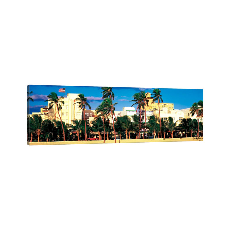Ocean Drive South Beach Miami Beach FL USA by Panoramic Images - Wrapped Canvas Panoramic Print