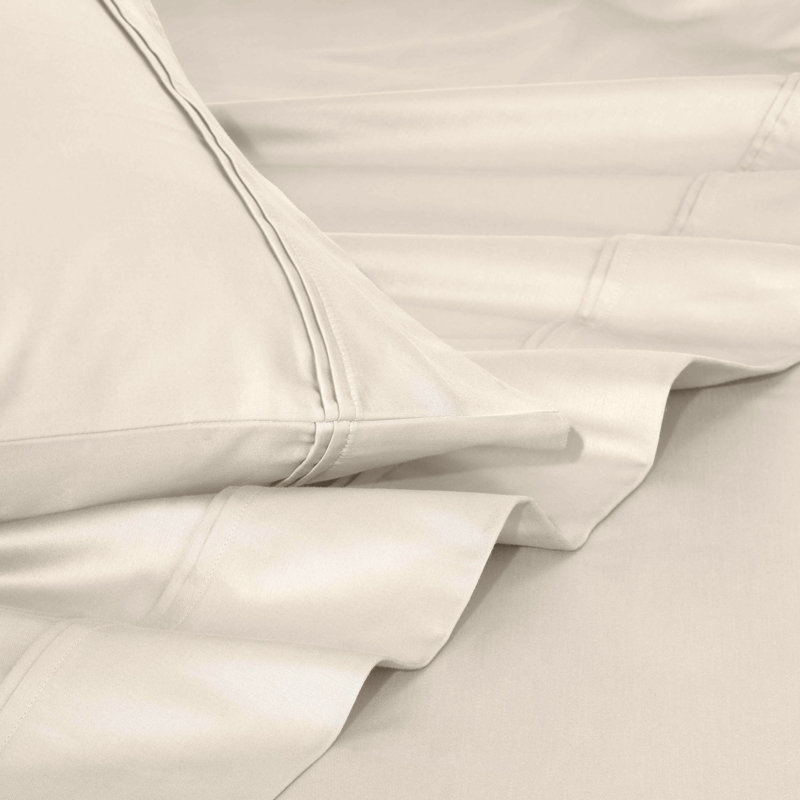 Blue Nile Mills 1200 Thread Count 100% Egyptian Cotton Deep Pocket Sheet Set, Full, Ivory