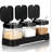 Condiment Jar Spice Container With Lids And Spoons,Clear Glass Condiment Canisters Pots Seasoning Box Salt Container Sugar Bowl Set Of 3 For Kitchen, Counter, Food Storage, Black