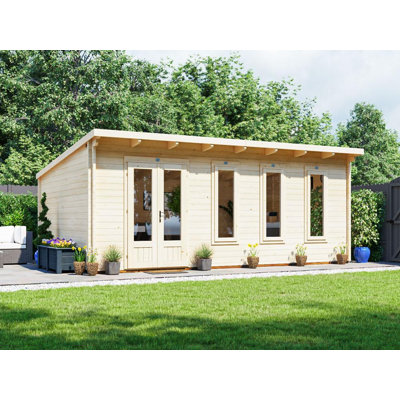 Dunster House Log Cabin Garden Office 6m x 4m Man Cave Garden Room Summerhouse Terminator (45mm)