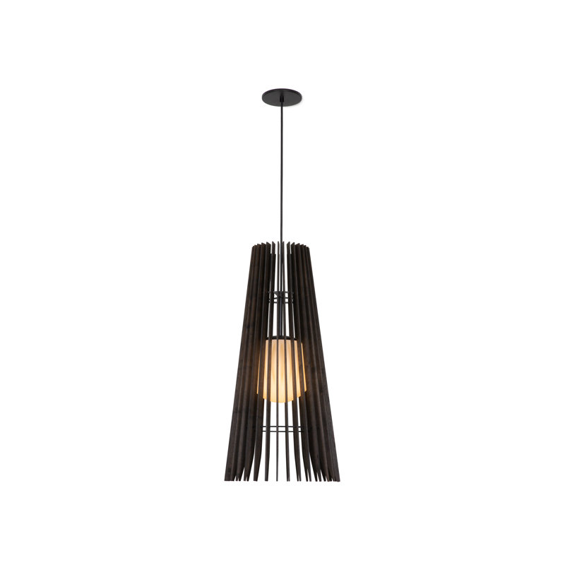 Luminaire suspendu conique simple à 1 lumière Lex E12, Noyer teint foncé, Noyer teint foncé, H 28 po x l 13,4 po x P 13,4 po