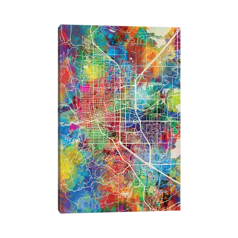 Boulder Colorado City Map I by Michael Tompsett - Wrapped Canvas Gallery-Wrapped Canvas Giclée