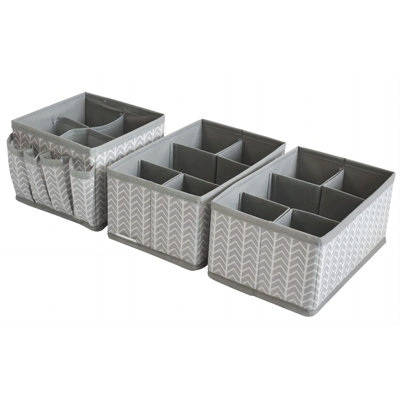 Cosmetic Storage Bins Makeup Organizer, Adjustable Multifunction Storage Box Desk Drawer Divider For Makeup Brushes, Bathroom Countertop Or Dresser, Set Of 3 (Grey)