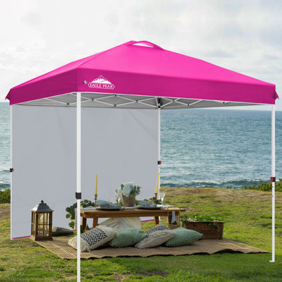  Tente à auvent escamotable 8 x 8 avec 1 paroi latérale détachable, abri extérieur pliant instantané