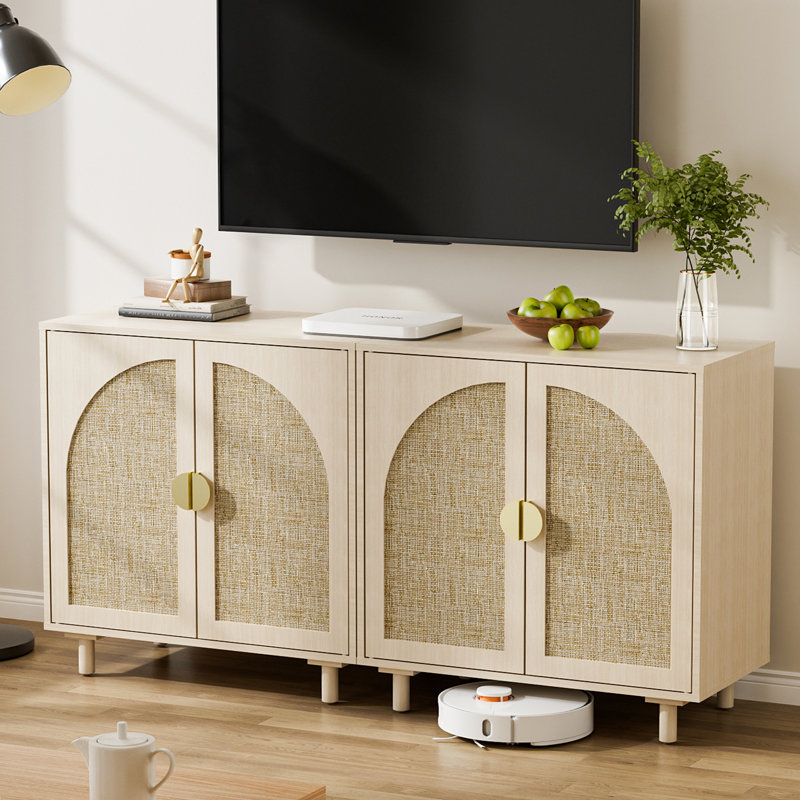 Buffet avec rangement Modern Rattan, Noir