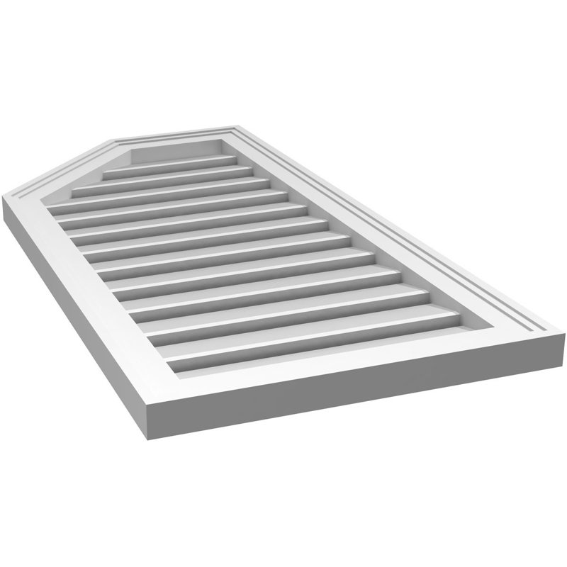 Half Octagon Top Left Surface Mount Signature Urethane Functional Gable Vent, Primed Tan, 36" H x 18" W x 1.5" D
