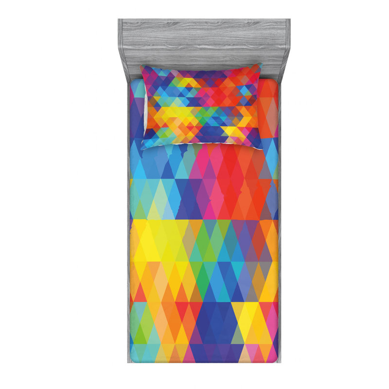 Microfiber Geometric Sheet Set, Twin Sheet Set with Fitted Sheet