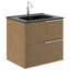 Kora Art 40" Fluted Wall-Mounted Single Bathroom Vanity with Integrated Ceramic Top & Handles-75825108-75832232
