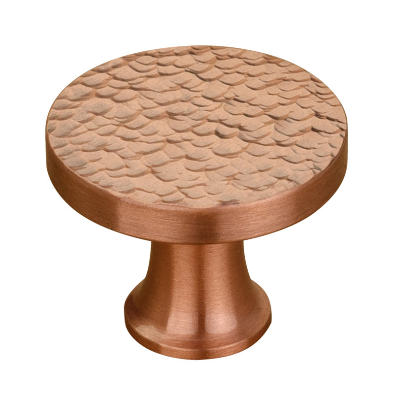 Paquet de 10 boutons d'armoire de cuisine en cuivre martelé de 1-1 / 4 po de diamètre 100% laiton massif, Cuivre martelé