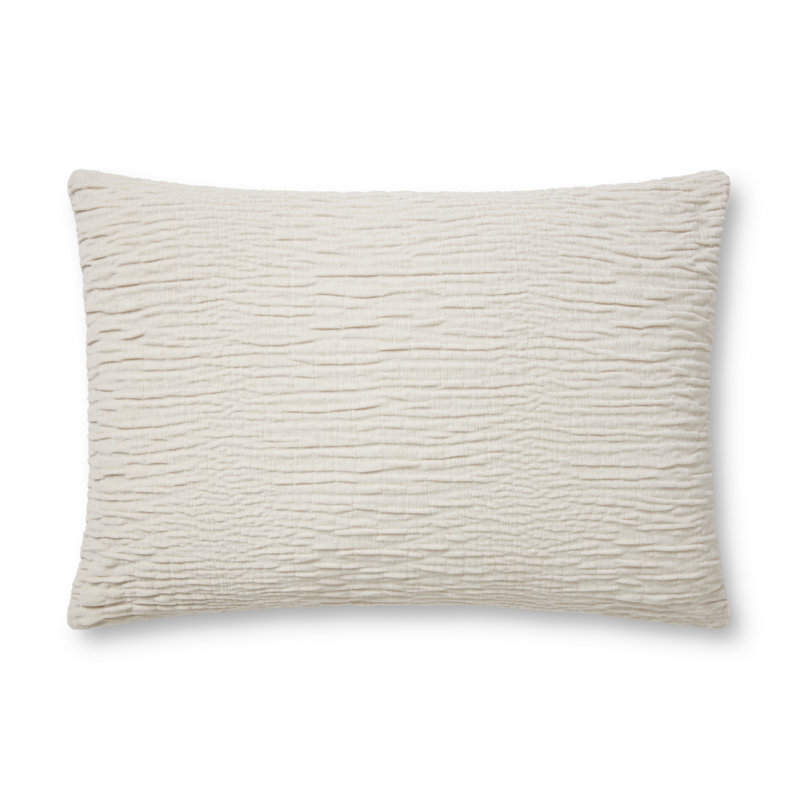 Housse de coussin rectangulaire Edan, H 16 po x l 26 po, Argent, Polyester/ Bourre en polyester