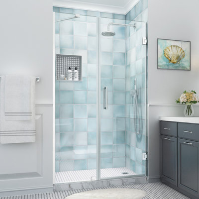 Belmore XL 49.25 - 50.25 in. W x 80 in. H Frameless Hinged Shower Door with StarCast Glass