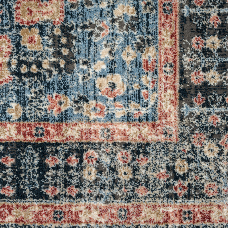Tapis oriental en polypropylène bleu / noir / brun, Rectangle 5 pi 3 po x 7 pi 6 po