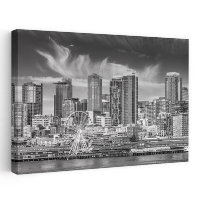Seattle, horizon, grande roue, architecture abstraite moderne, impression d'art mural ville