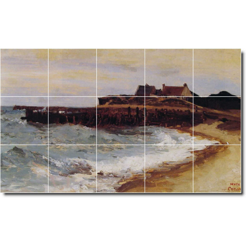 Carreau de peinture murale 40 po x 24 po 8 po x 8 po, Bord de l'eau 02065