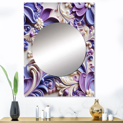 Jaymiah Purple Lavender Persian Paisleys - Paisley  Wall Mirror, Paisley, Floral Decorative Mirror, Printed Metal Art