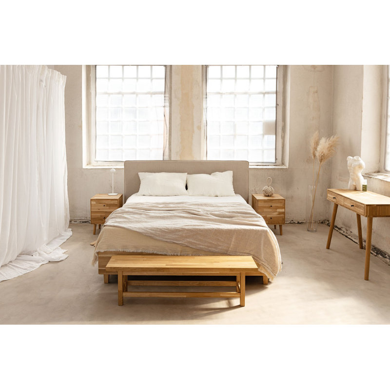Upholstered Bed, Pink, 140 x 200 cm