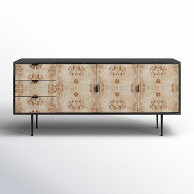 Juney 62'' Solid Wood Sideboard with 3 Drawers Glide Type Soft Close 3 Door Plywood Storage Buffet for Living Area