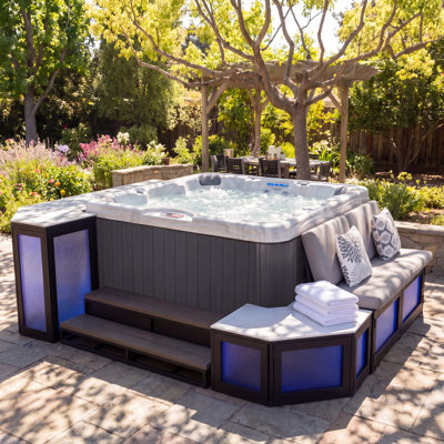 Gold Signature Hot Tub Surround in Dark Gray (8-Piece)