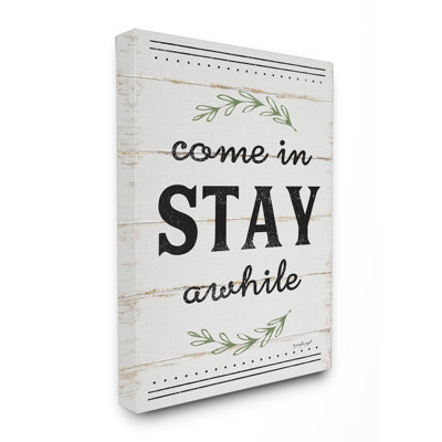 «Come Stay A Time Rosemary Typographie Distress White», art mural