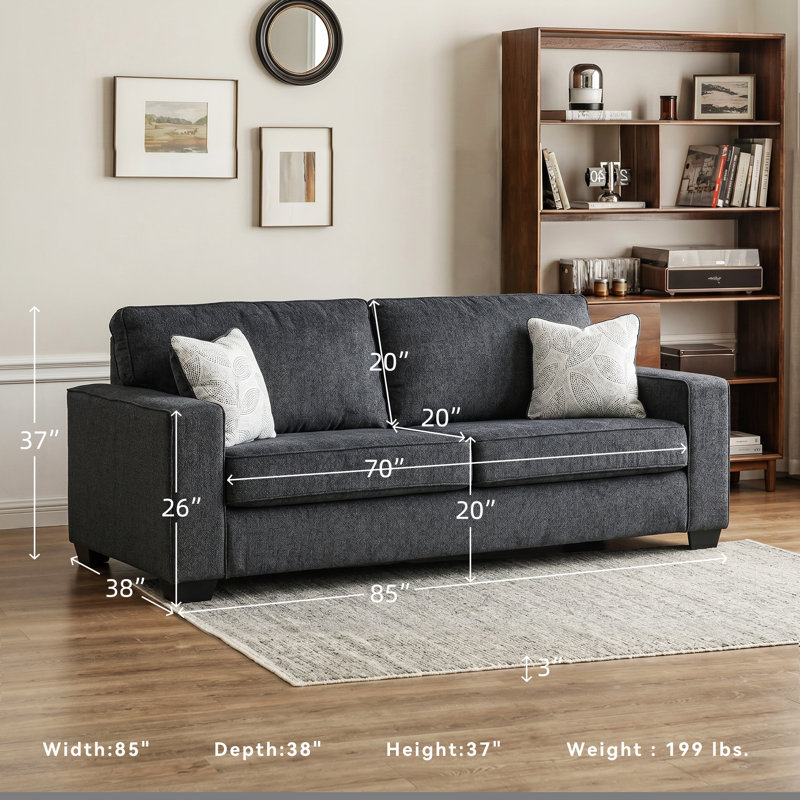 New Britain 85" Square Arm Sofa Bed, Slate 