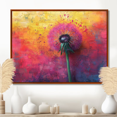 Neon Dandelion Burst In Bright Neon Pop Art I - Art mural grand pissenlit