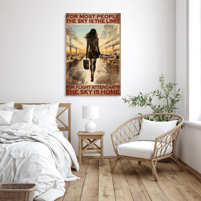 For Flight Attendants The Sky Is Home - 1 pièce, impression d'art graphique rectangulaire sur toile tendue | 0204