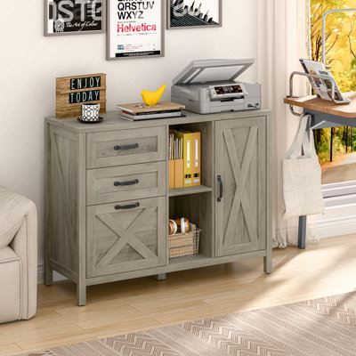 Lateral File Cabinet With 3 Drawers And Door
